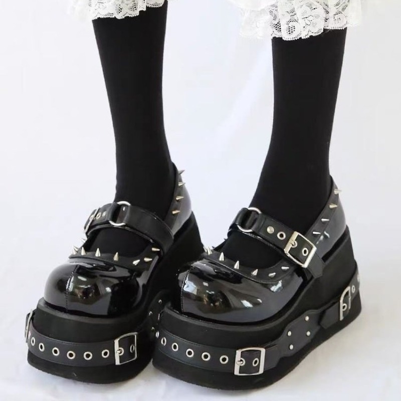 Leatherwork Rivets - Sapatos para mulheres aumentados rebite cinto