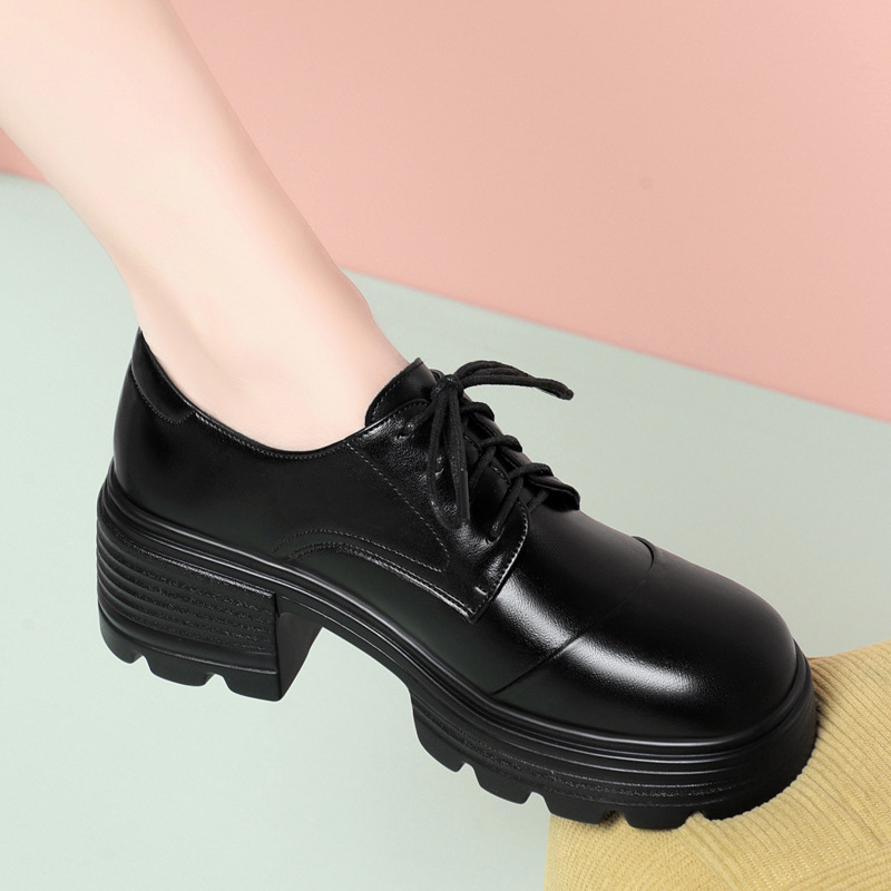 Leather Work Oxfords - 6cm retro respirável confortável sapatos de