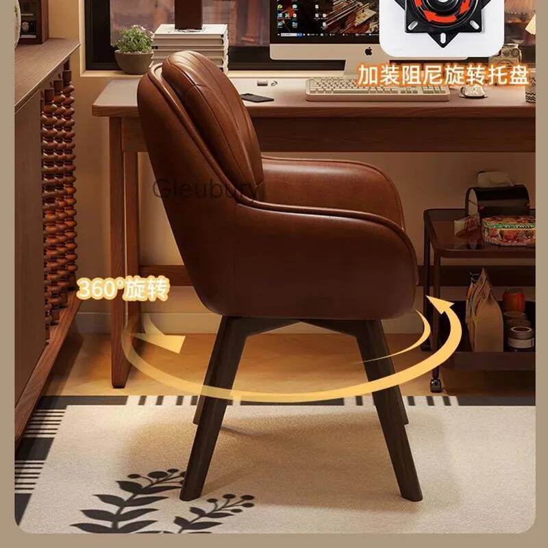Leatherwork Table - Cadeira de computador vintage de couro