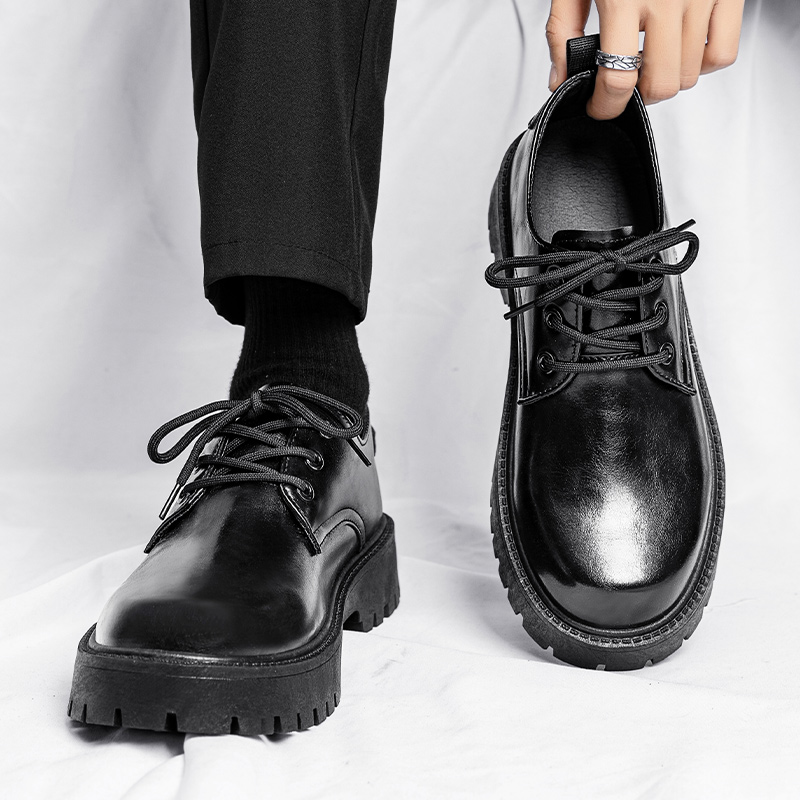 Leather Work Oxfords - Sapatos casuais de couro masculinos, confortáveis,