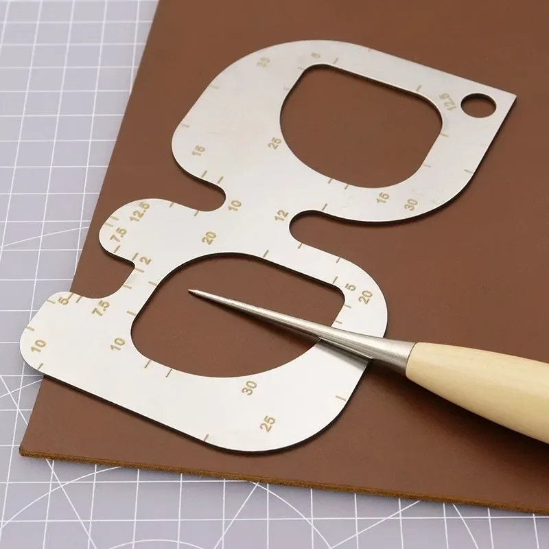 Leatherwork Templates - Aço inoxidável R Posicionamento Régua, Filé