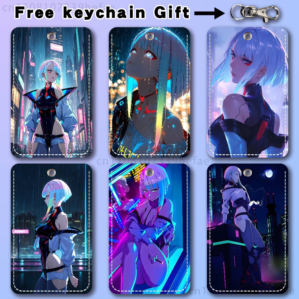 Leatherwork Keychain - Chaveiro Lucy C-Cyberpunk E-Edgerunners para Cartões