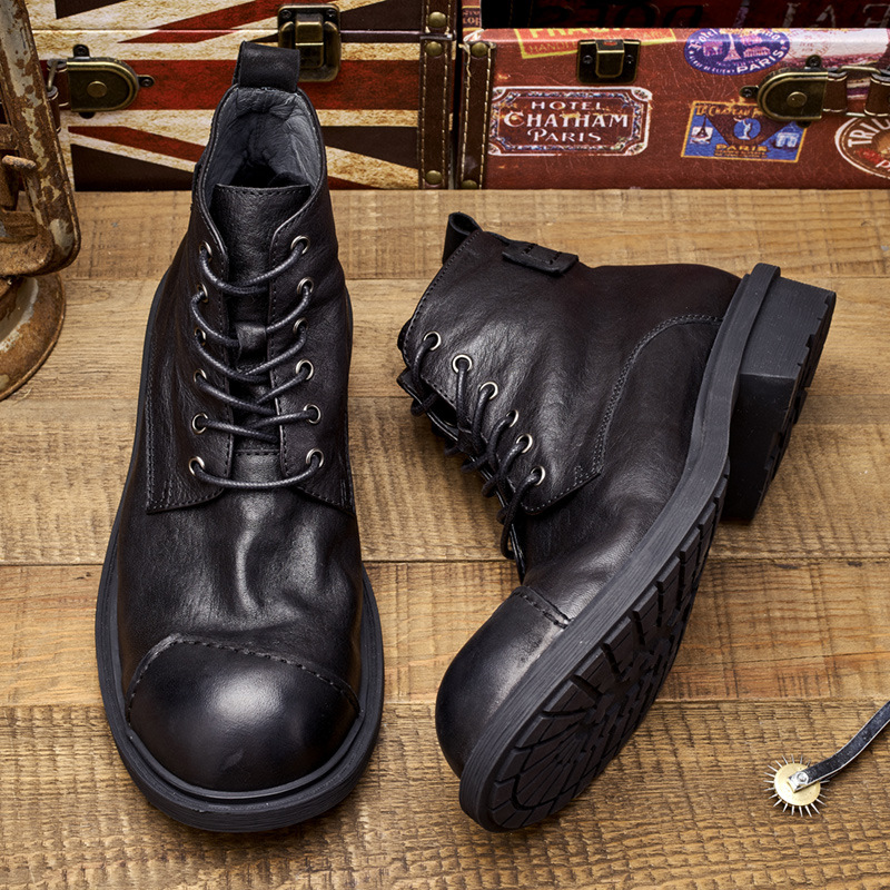 Botas de trabalho retrô mascul - Leather Work Oxfords avaliação e preço