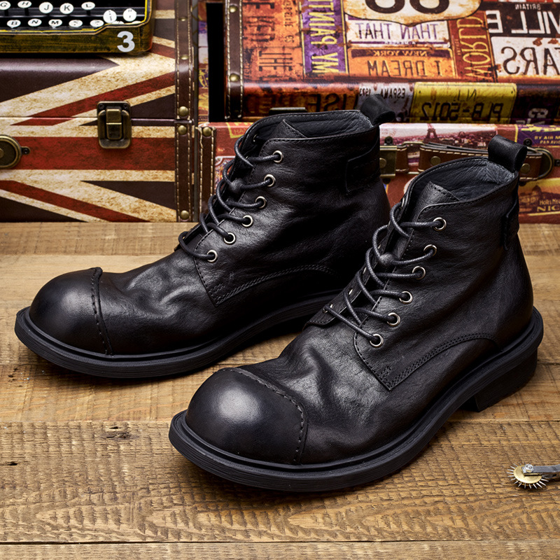 Botas de trabalho retrô mascul - Leather Work Oxfords avaliação e preço