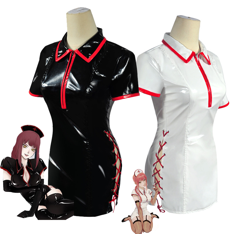 Anime homem motosserra cosplay - Leather Work Dress avaliação e preço
