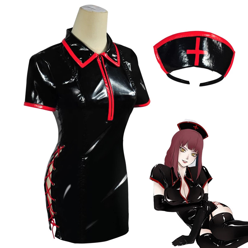 Anime homem motosserra cosplay - Leather Work Dress avaliação e preço