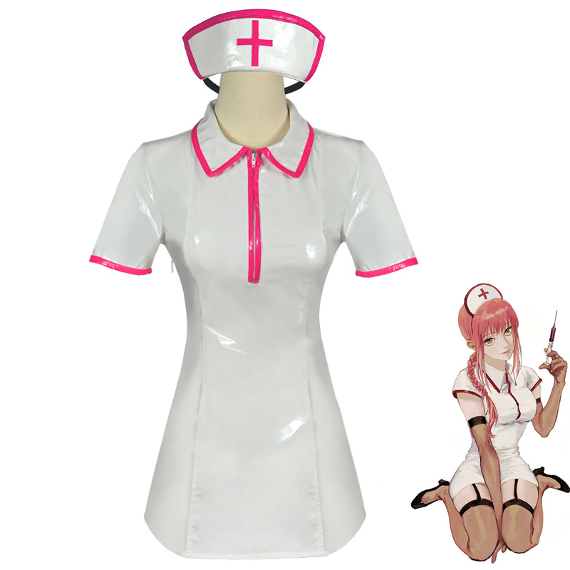 Anime homem motosserra cosplay - Leather Work Dress avaliação e preço