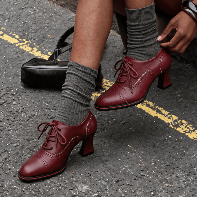 Sapatos Oxford femininos de co - Leather Work Oxfords avaliação e preço
