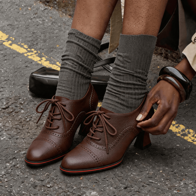 Sapatos Oxford femininos de co - Leather Work Oxfords avaliação e preço