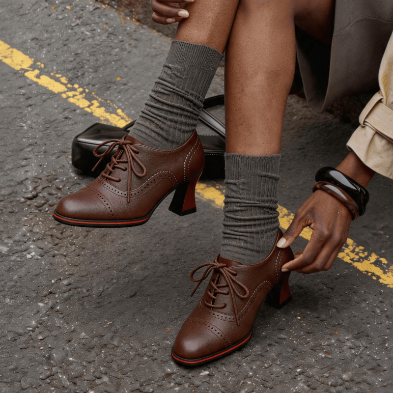 Sapatos Oxford femininos de co - Leather Work Oxfords avaliação e preço
