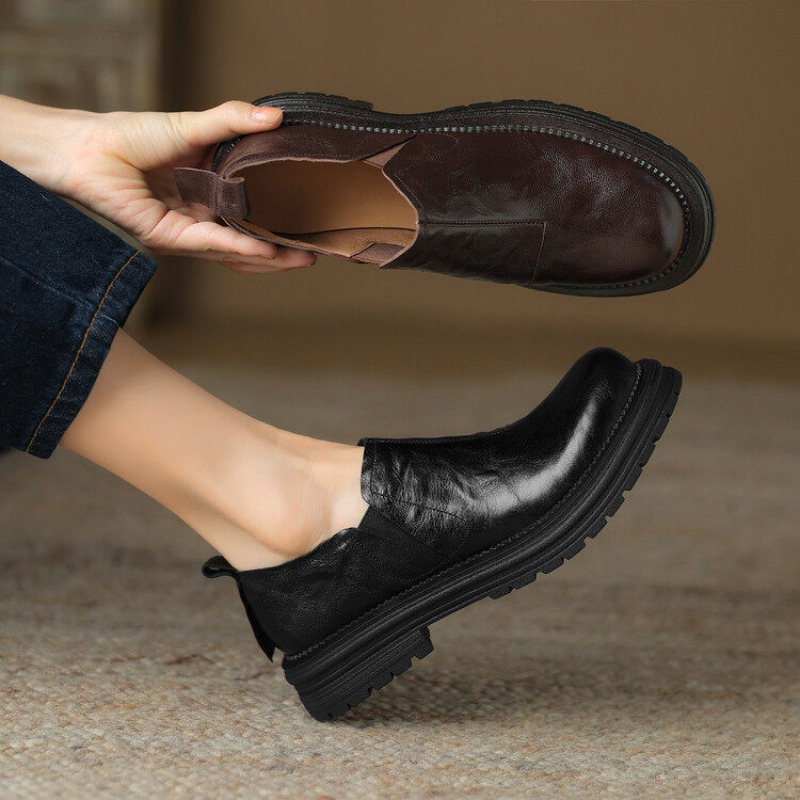 Sapatos Casuais de Couro Genuí - Leather Work Oxfords avaliação e preço